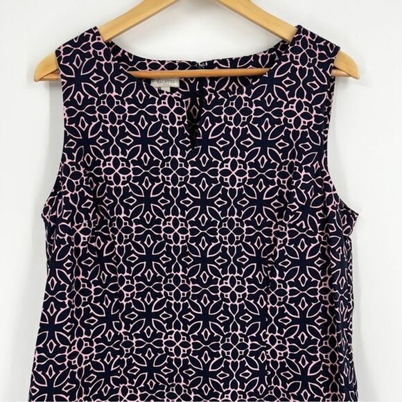 Talbots Grecian Sheath Geometric Sleeveless Pink Blue Size 14 - Picture 2 of 10